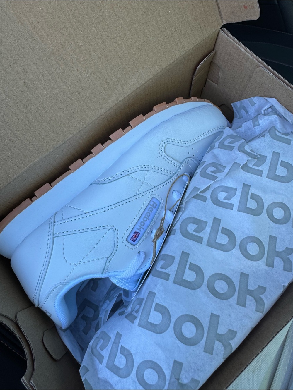 Reebok Kids White Sneakers with Pink Gum Outsole